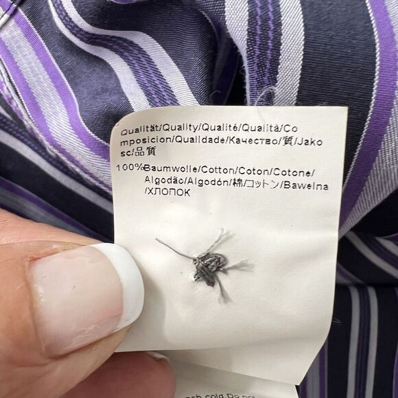 Hugo Boss Button Down Long Sleeve Dress Shirt Men XL Striped Purple Cotton - Picture 12 of 14